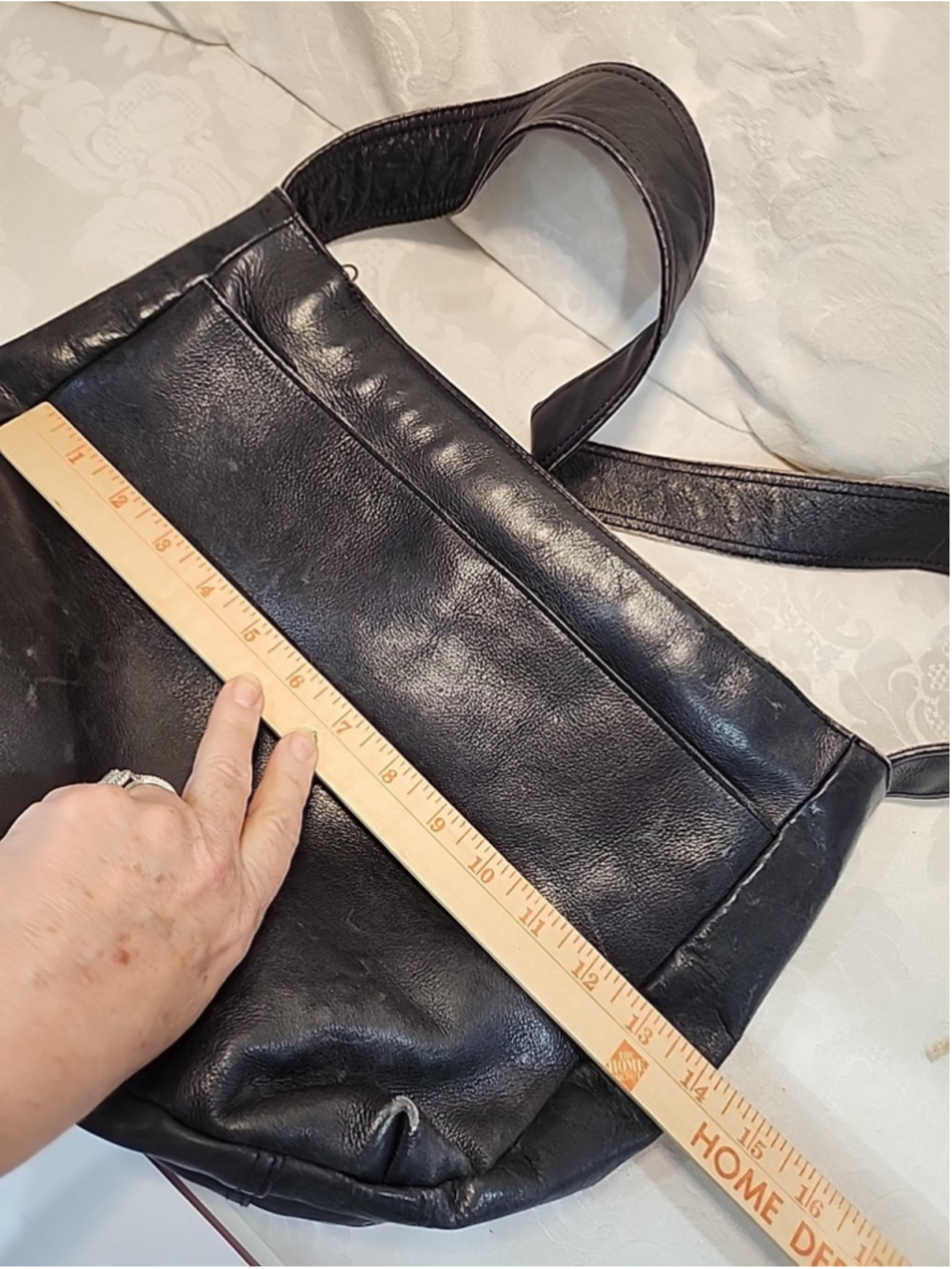 Boulder Ridge Leather Shoulder Bag Full Grain Cowhide Grey Vintage - Picture 7 of 14
